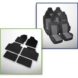 Conjunto: tapetes de veludo + capas feitas sob medida para Ford Galaxy I Minivan (1995-2000) – Elegance P-2 - 7 assentos