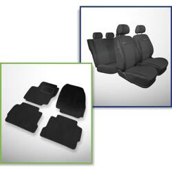 Conjunto: tapetes de veludo + capas feitas sob medida para Ford Mondeo IV Hatchback, Kombi, Sedan (2007-2014) – Elegance P-1