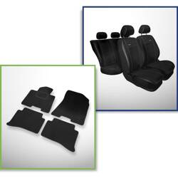 Conjunto: tapetes de veludo + capas feitas sob medida para Hyundai Tucson III SUV (2015-2020) – Premium preto