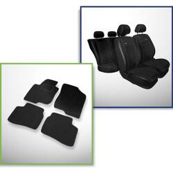 Conjunto: tapetes de veludo + capas feitas sob medida para Hyundai i30 CW, Hatchback (2007-2011) – Premium preto