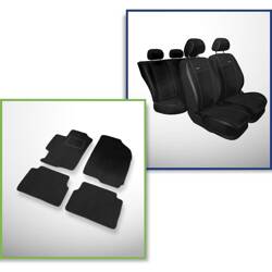 Conjunto: tapetes de veludo + capas feitas sob medida para Mazda 6 Kombi, Liftback, Sedan (2002-2008) – Premium preto