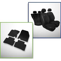 Conjunto: tapetes de veludo + capas feitas sob medida para Nissan Qashqai II Crossover (2013-....) – Premium preto