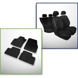 Conjunto: tapetes de veludo + capas feitas sob medida para Opel Astra H Caravan, Hatchback, Kabriolet, Sedan (2004-2012) – Premium preto