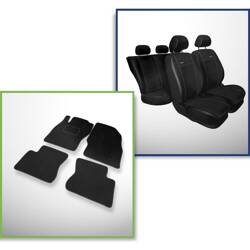 Conjunto: tapetes de veludo + capas feitas sob medida para Opel Corsa E Hatchback (2014-2019) – Premium preto