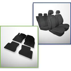 Conjunto: tapetes de veludo + capas feitas sob medida para Opel Corsa E Hatchback, Van (2014-2019) – Elegance P-1 - segunda fileira - apoio bipartido