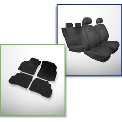 Conjunto: tapetes de veludo + capas feitas sob medida para Opel Karl Hatchback (2015-2019) – Elegance P-3 - segunda fileira - assento e apoio bipartidos