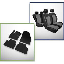 Conjunto: tapetes de veludo + capas feitas sob medida para Opel Meriva II Minivan (2010-2017) – Premium cinza