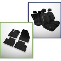 Conjunto: tapetes de veludo + capas feitas sob medida para Opel Meriva II Minivan (2010-2017) – Premium preto