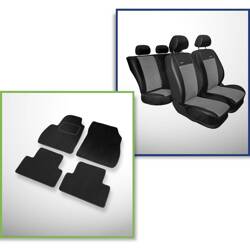 Conjunto: tapetes de veludo + capas feitas sob medida para Opel Zafira C Minivan (2011-2019) – Premium cinza - 5 assentos