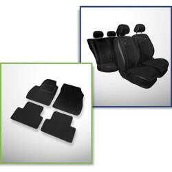 Conjunto: tapetes de veludo + capas feitas sob medida para Opel Zafira C Minivan (2011-2019) – Premium preto - 5 assentos