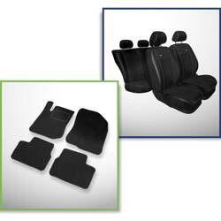 Conjunto: tapetes de veludo + capas feitas sob medida para Peugeot 208 Hatchback (2012-2019) – Premium preto