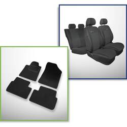 Conjunto: tapetes de veludo + capas feitas sob medida para Peugeot 407 Coupé, Sedan, SW (2004-2011) – Elegance P-1