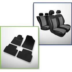 Conjunto: tapetes de veludo + capas feitas sob medida para Peugeot 407 Coupé, Sedan, SW (2004-2011) – Premium cinza