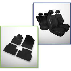 Conjunto: tapetes de veludo + capas feitas sob medida para Peugeot 407 Coupé, Sedan, SW (2004-2011) – Premium preto