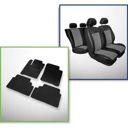 Conjunto: tapetes de veludo + capas feitas sob medida para Renault Scenic I Minivan (1996-2003) – Premium cinza