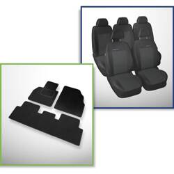 Conjunto: tapetes de veludo + capas feitas sob medida para Renault Scenic II Minivan (2003-2009) – Elegance P-1