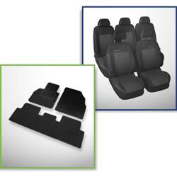 Conjunto: tapetes de veludo + capas feitas sob medida para Renault Scenic II Minivan (2003-2009) – Elegance P-3