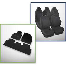 Conjunto: tapetes de veludo + capas feitas sob medida para Renault Scenic II Minivan (2003-2009) – Elegance P-4