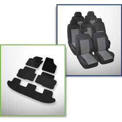 Conjunto: tapetes de veludo + capas feitas sob medida para Seat Alhambra II Van (2010-....) – Elegance P-2 - com apoios de cabeça integrados