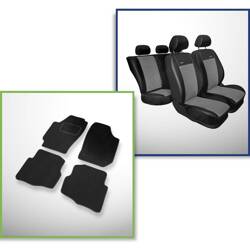 Conjunto: tapetes de veludo + capas feitas sob medida para Seat Ibiza III Standard Hatchback (2002-2008) – Premium cinza