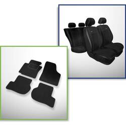 Conjunto: tapetes de veludo + capas feitas sob medida para Seat Leon II Hatchback (2005-2012) – Premium preto