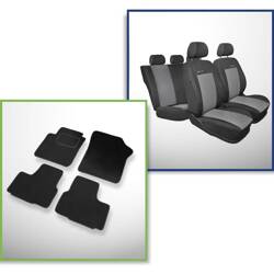 Conjunto: tapetes de veludo + capas feitas sob medida para Seat Mii Hatchback (2011-2018) – Elegance P-2 - para duas fileiras de assentos