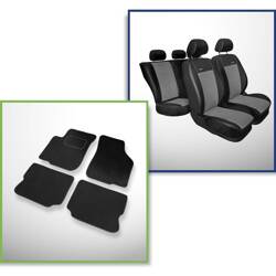 Conjunto: tapetes de veludo + capas feitas sob medida para Seat Toledo II Sedan (1999-2004) – Premium cinza