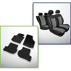 Conjunto: tapetes de veludo + capas feitas sob medida para Seat Toledo III Hatchback (2004-2009) – Premium cinza