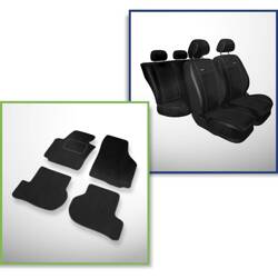 Conjunto: tapetes de veludo + capas feitas sob medida para Seat Toledo III Hatchback (2004-2009) – Premium preto