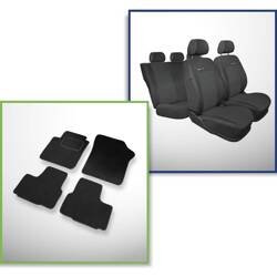 Conjunto: tapetes de veludo + capas feitas sob medida para Skoda Citigo Hatchback (2011-2019) – Elegance P-1 - segunda fileira - apoio bipartido