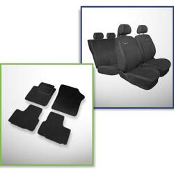 Conjunto: tapetes de veludo + capas feitas sob medida para Skoda Citigo Hatchback (2011-2019) – Elegance P-4 - segunda fileira - banco inteiro