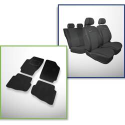 Conjunto: tapetes de veludo + capas feitas sob medida para Skoda Fabia I Hatchback, Kombi, Sedan (1999-2007) – Elegance P-1 - segunda fileira - assento e apoio bipartidos