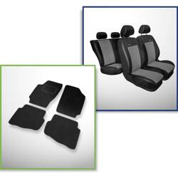 Conjunto: tapetes de veludo + capas feitas sob medida para Skoda Fabia I Hatchback, Kombi, Sedan (1999-2007) – Premium cinza