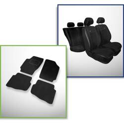 Conjunto: tapetes de veludo + capas feitas sob medida para Skoda Fabia I Hatchback, Kombi, Sedan (1999-2007) – Premium preto