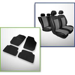 Conjunto: tapetes de veludo + capas feitas sob medida para Skoda Fabia II Hatchback, Kombi (2007-2014) – Premium cinza