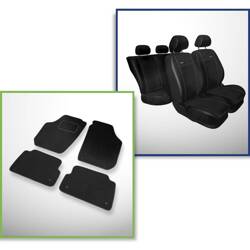 Conjunto: tapetes de veludo + capas feitas sob medida para Skoda Fabia II Hatchback, Kombi (2007-2014) – Premium preto