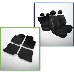 Conjunto: tapetes de veludo + capas feitas sob medida para Skoda Octavia I Kombi, Liftback (1996-2010) – Premium preto