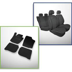 Conjunto: tapetes de veludo + capas feitas sob medida para Skoda Rapid Liftback, Spaceback (2012-2019) – Elegance P-1 - não há capa para o apoio de braços traseiro