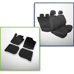 Conjunto: tapetes de veludo + capas feitas sob medida para Skoda Rapid Liftback, Spaceback (2012-2019) – Elegance P-4 - não há capa para o apoio de braços traseiro