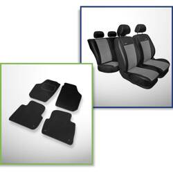 Conjunto: tapetes de veludo + capas feitas sob medida para Skoda Roomster Van (2006-2015) – Premium cinza