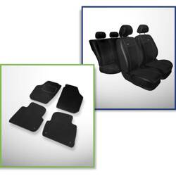 Conjunto: tapetes de veludo + capas feitas sob medida para Skoda Roomster Van (2006-2015) – Premium preto