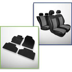 Conjunto: tapetes de veludo + capas feitas sob medida para Toyota Auris Hatchback (2007-2012) – Premium cinza