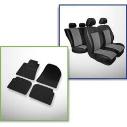 Conjunto: tapetes de veludo + capas feitas sob medida para Toyota Avensis II Sedan (2003-2008) – Premium cinza