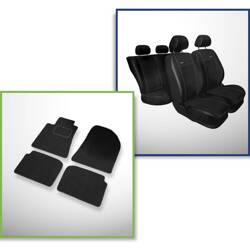 Conjunto: tapetes de veludo + capas feitas sob medida para Toyota Avensis II Sedan (2003-2008) – Premium preto