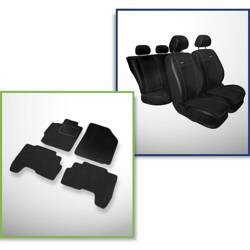 Conjunto: tapetes de veludo + capas feitas sob medida para Toyota Yaris II Hatchback, Sedan (2005-2010) – Premium preto