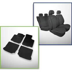 Conjunto: tapetes de veludo + capas feitas sob medida para Volkswagen Golf IV Hatchback, Kabriolet, Variant (1997-2006) – Elegance P-1 - não há capa para o apoio de braços traseiro