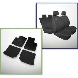 Conjunto: tapetes de veludo + capas feitas sob medida para Volkswagen Golf IV Hatchback, Kabriolet, Variant (1997-2006) – Elegance P-4 - não há capa para o apoio de braços traseiro