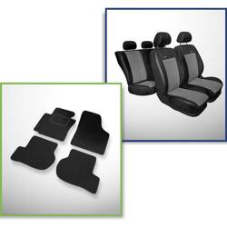 Conjunto: tapetes de veludo + capas feitas sob medida para Volkswagen Golf V Hatchback, Variant (2003-2009) – Premium cinza - não há capa para o apoio de braços traseiro