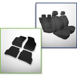 Conjunto: tapetes de veludo + capas feitas sob medida para Volkswagen Passat B5, B5 FL Sedan (1996-2005) – Elegance P-1