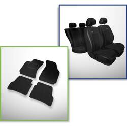 Conjunto: tapetes de veludo + capas feitas sob medida para Volkswagen Passat B5, B5 FL Sedan (1996-2005) – Premium preto